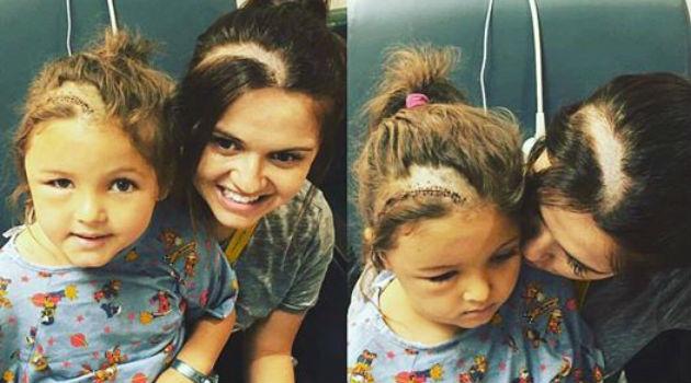 Mãe raspa o cabelo em solidariedade à filha com câncer-0